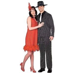 Totally Ghoul Adult 1920s Flapper Costume Women Small Red Headpiece Necklace NEW